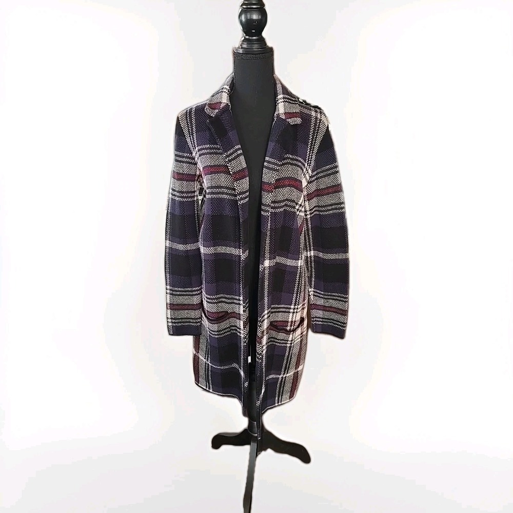 Chaps Ralph Lauren Cable Knit Cardigan Plaid Jacket Women's Small